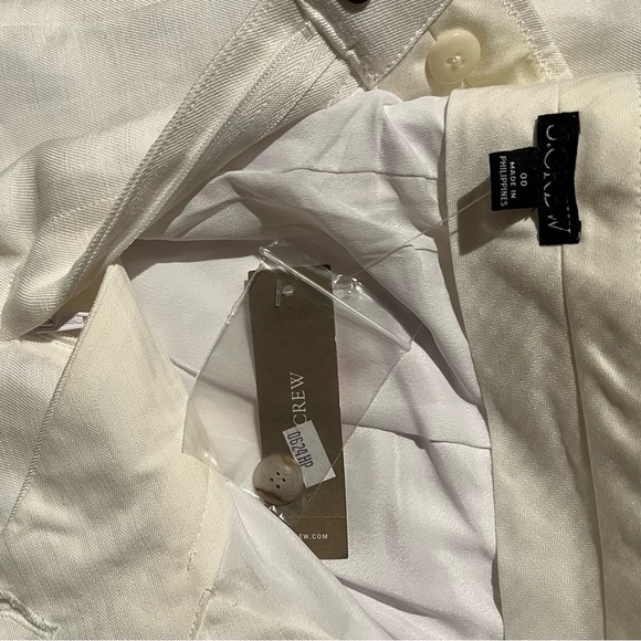 NWT J Crew Essential Linen Blend Straight Wide Leg Pants, white, size 00 - Picture 6 of 7